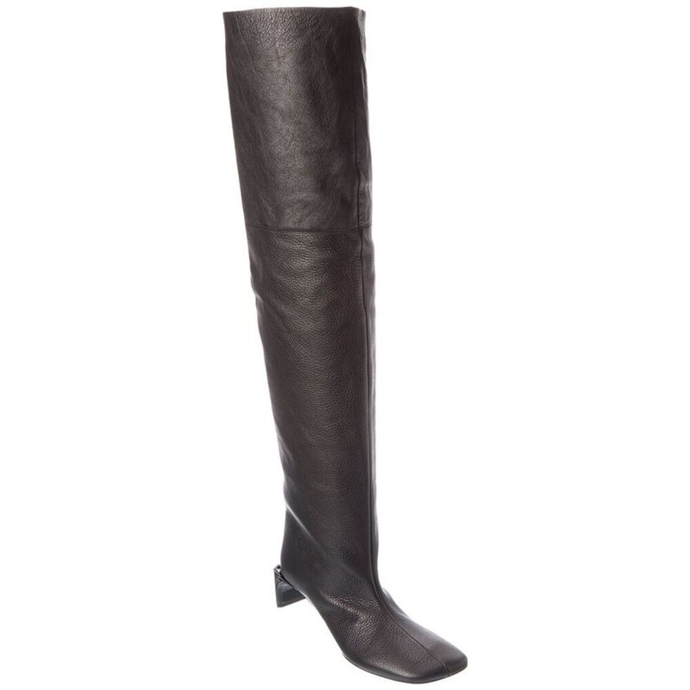 Sportmax Leather Thigh-High Boot, Black